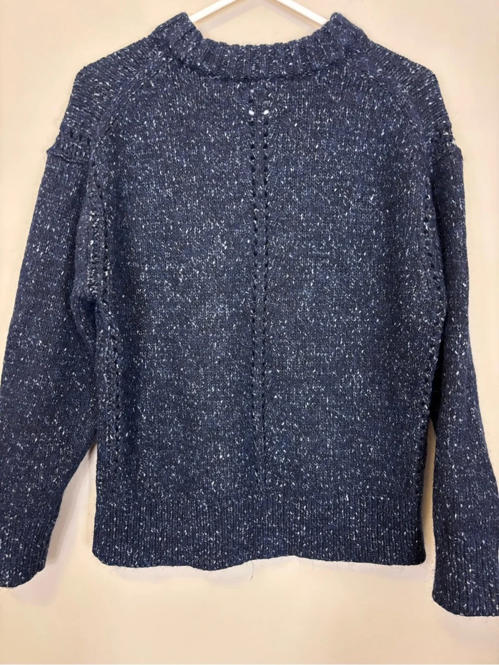 J. Crew Navy Speckle Cotton & Wool Blend Crewneck Pullover Sweater Small